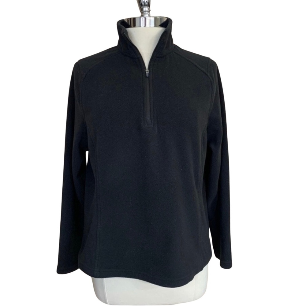 LANDS END Black Fleece Medium 1/2 Zip Pullover Jacket